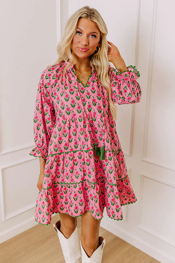Playful Pursuits Floral Mini Dress in Pink