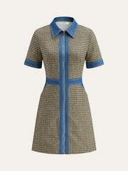 Plaid Contrast Trim Mini Dress