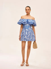 Semi-Sheer Off-Shoulder Ruffled Dress