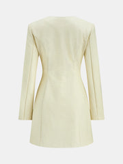 Floral Metal Button Faux Leather Mini Dress