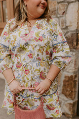 French Garden Floral Mini Dress Curves
