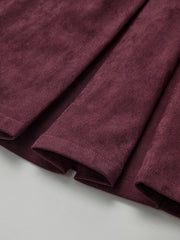 Belted Suede Pleated Mini Dress