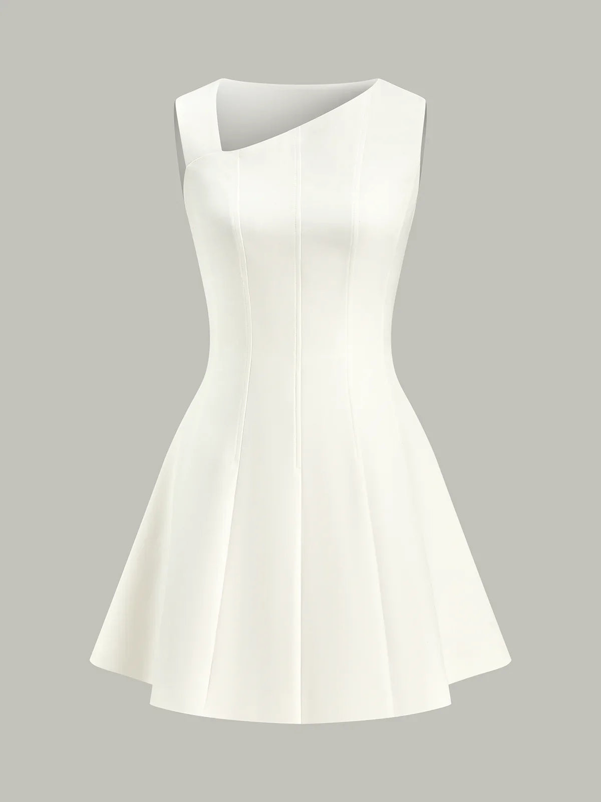 Asymmetric Neckline Flare Dress