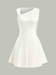 Asymmetric Neckline Flare Dress