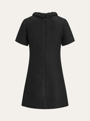 Tweed Braided Rope Collar Short Sleeve Dress