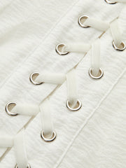Lace-Up Front Semi-Sheer Dress