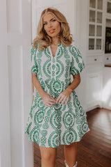 Sunny Outlook Eyelet Mini Dress in Green