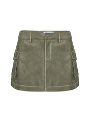 Tanza Faux Leather Mini Skirt Green