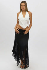 White Halter Neck Top Lace