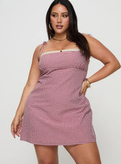 Burkes Mini Dress Red Check Curve