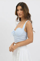 Blue Stripe Crop Top Sleeveless Corset