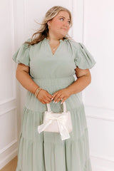 Simply Sweet Maxi Dress in Sage Curves