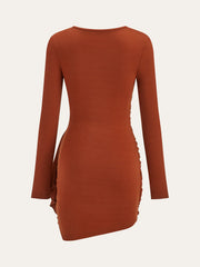 Ruched Long Sleeve Bodycon Dress