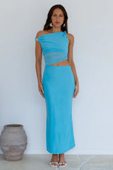 Summer Moon Off The Shoulder Maxi Dress Blue