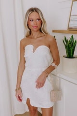 Graceful Appearance Jacquard Mini Dress in White
