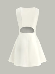 Asymmetric Neckline Flare Dress