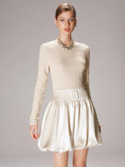 Satin Effect Panel Textured Mini Dress