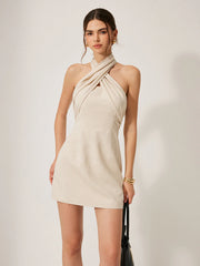 Cotton & Linen Crisscross Neckline Dress