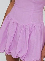 Cicely Bubble Hem Mini Dress Lilac