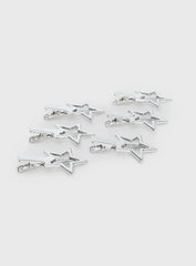 Star Studded Hair Clip Pack Silver