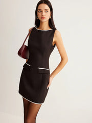 Contrast Trim Zipper Tank Short Dress