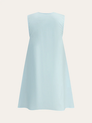Cotton Ruched Neckline Mini Dress