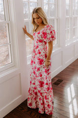 Sweet Surprise Floral Maxi Dress in Hot Pink
