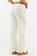 White Wide Leg Pant Lace